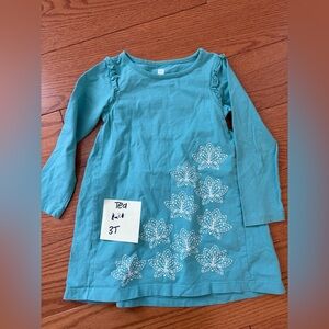 Tea Collection 3t Teal Dress with Floral Accents